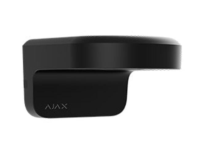 Matte black Ajax MountCam A1-B wall mount bracket with a sleek, minimalist design and embossed logo.