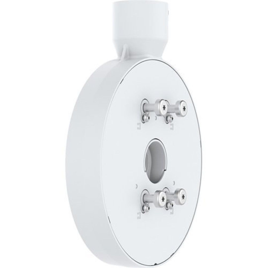 Witte Axis T94V01C dubbele camerabevestiging van robuust metaal met schroefbevestigingen voor panoramische cameramontage.