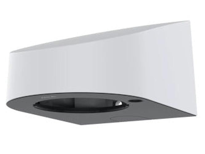 Witte Axis TP3005-E wandmontagebeugel met strak design voor professionele beveiligingscamera's.
