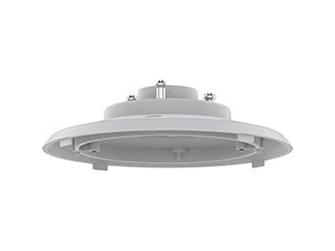 Witte Axis TQ3102 hangende montagekit voor camera's met een ronde, robuuste behuizing voor plafond- of muurbevestiging.