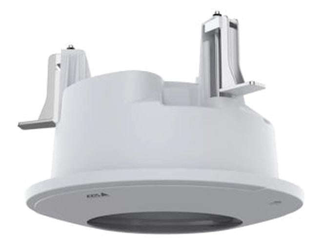 Witte Axis TQ3204-E inbouwbeugel voor discrete plafondmontage van Axis IP-beveiligingscamera's.