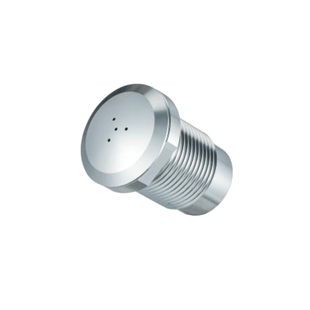 Compacte zilverkleurige Dahua DH-HAP120-V buitenmicrofoon met schroefdraad voor discrete inbouwmontage.