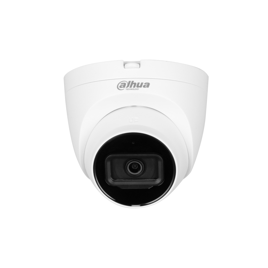 Witte Dahua 4MP WizSense eyeball beveiligingscamera met 2.8mm lens en strak design voor buitenmontage.