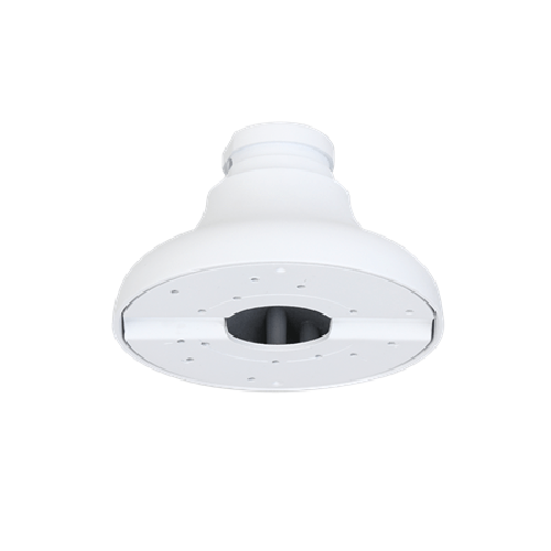 Witte aluminium Dahua PFA109-H adapterplaat voor dome camera's, geschikt voor wand- en plafondmontage.