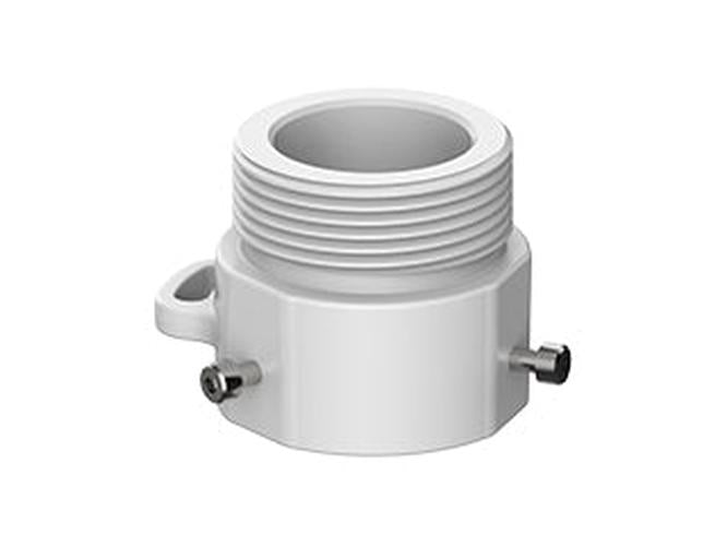 Witte Dahua PFA7711 aluminium montageadapter met G1½" schroefdraad voor camera-installatie op palen.