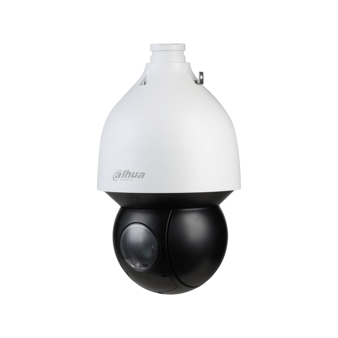 Dahua WizSense 2MP PTZ-camera met wit-zwarte behuizing en anti-corrosie coating voor buiten.
