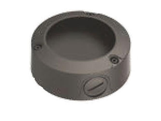 Grijze Hanwha SBO-100B1 ronde opbouwdoos voor cameramontage met kabelgeleiding en 45 mm diameter.