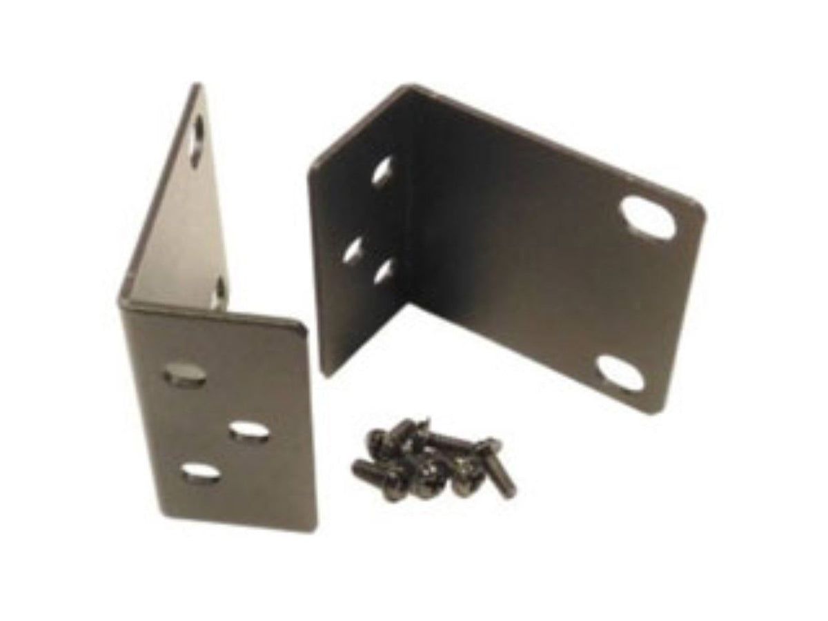 Zwarte 19 inch 1U metalen rackmontagebeugels voor Hikvision NVR en DVR apparaten inclusief schroeven.