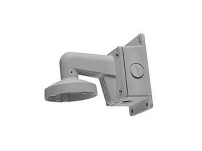Witte aluminium Hikvision muurbeugel met geïntegreerde aansluitdoos voor dome camera's.