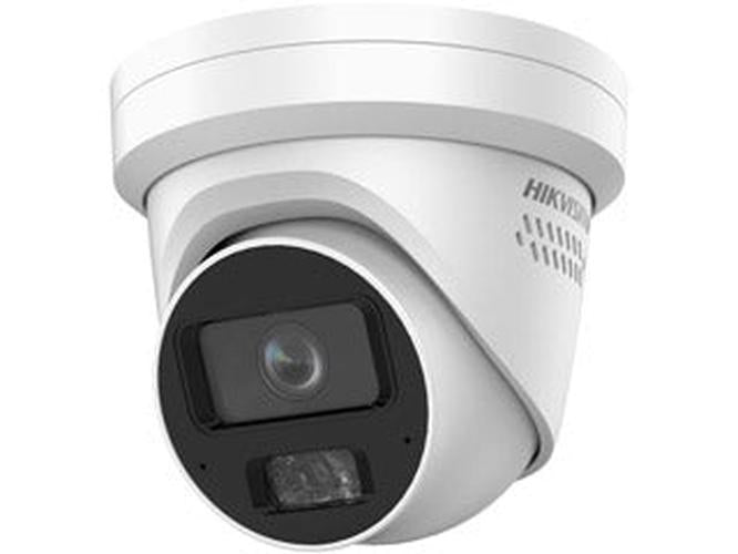 Witte Hikvision 8MP 4K DeepinView minidome beveiligingscamera met 2.8mm lens en compact design.