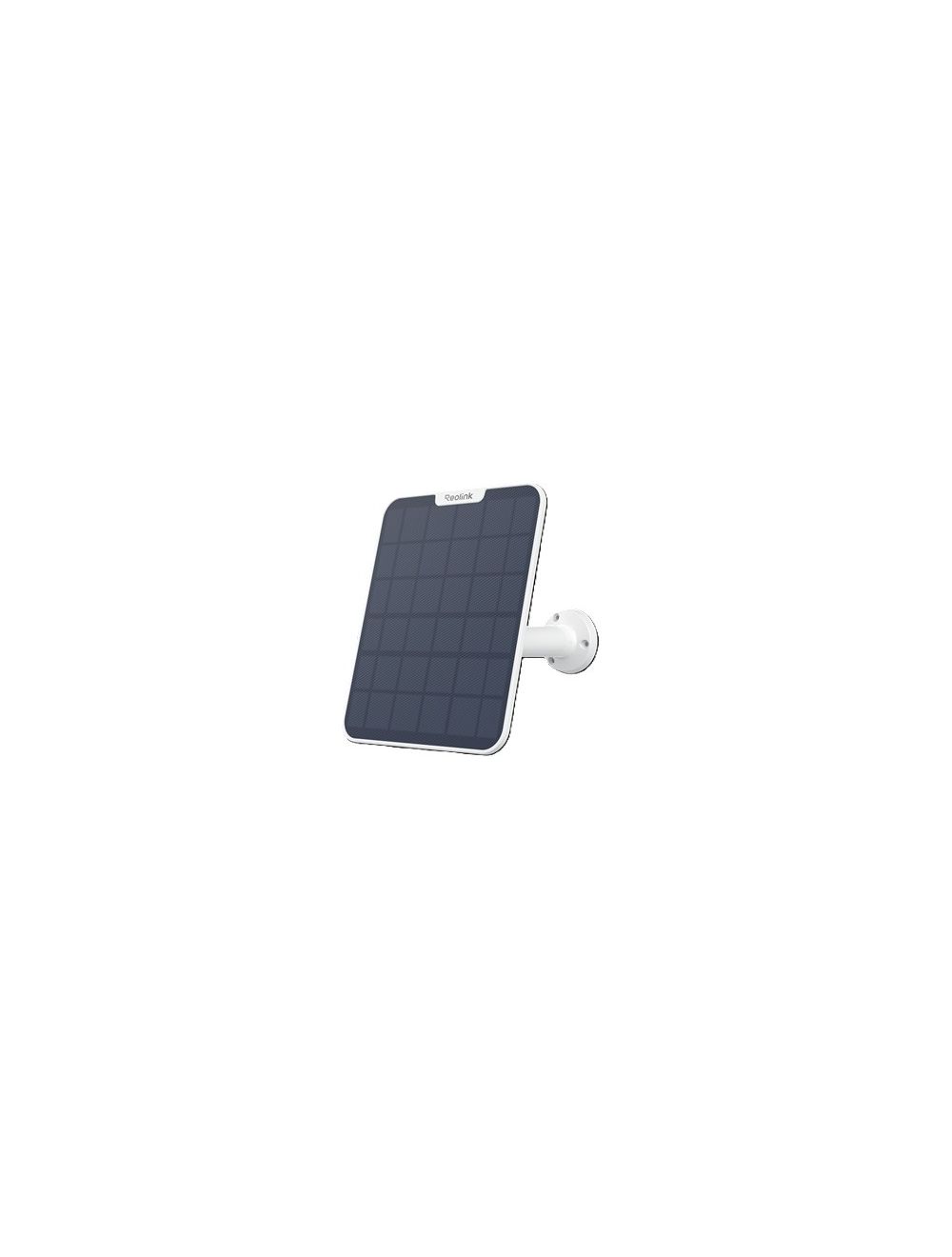 Witte Reolink Solar Panel 2 met verstelbare muurbeugel voor draadloze 4G beveiligingscamera's.
