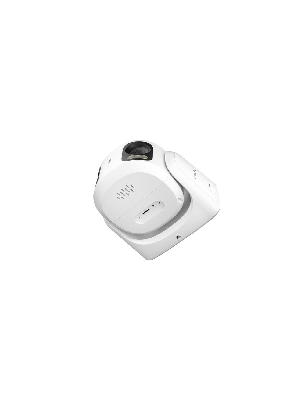 Witte Reolink 16MP dual-lens turret beveiligingscamera met panoramisch design en robuuste metalen behuizing.
