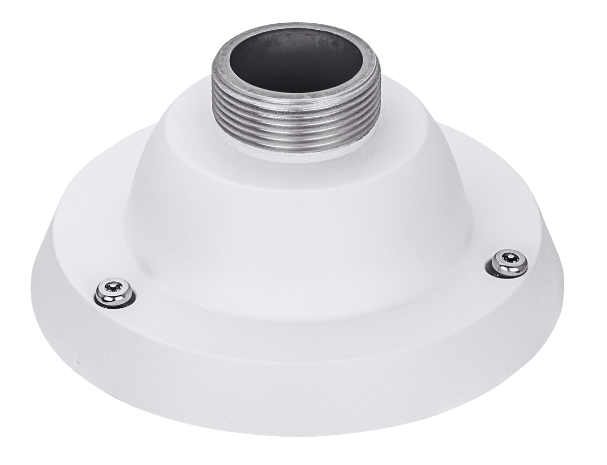 Witte ronde Vivotek AM-529 montageadapter met schroefdraad voor dome beveiligingscamera's, diameter 154mm.