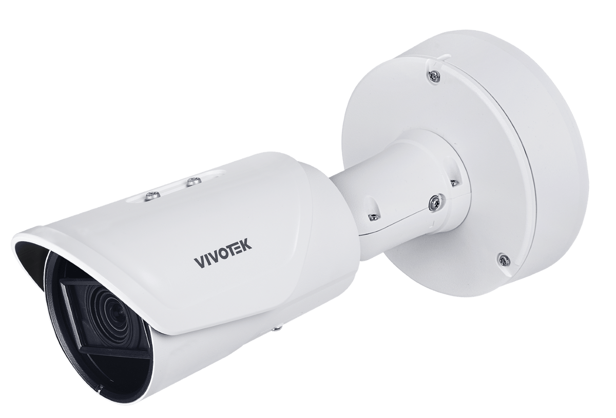 Witte Vivotek IB9391-EHTV-v2 outdoor bullet beveiligingscamera met robuuste behuizing en verstelbare lens.
