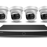 Kit de vidéosurveillance AcuSense à 8 canaux avec 1 NVR et 4 caméras 8 MP à 180° | couleur blanche | 10 % de remise sur le lot
