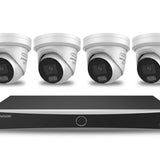 Kit de sécurité caméra AcuSense 8 canaux avec 1 NVR et 4 caméras turret 4 MP à objectif de 2,8 mm | couleur blanche | remise de 10 % sur le pack