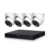 Pack de vidéosurveillance Dahua AI à 8 canaux avec 4 caméras tourelle Full-color | 8 MP | Couleur blanche