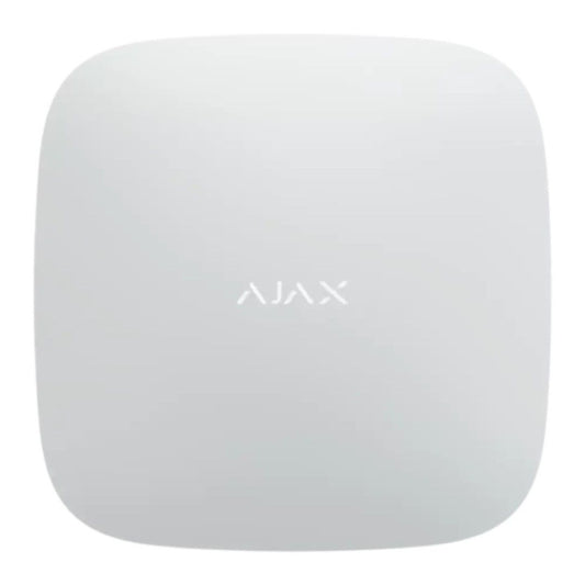 Witte Ajax 16-kanaals NVR recorder met strak, vierkant design en centraal Ajax-logo.
