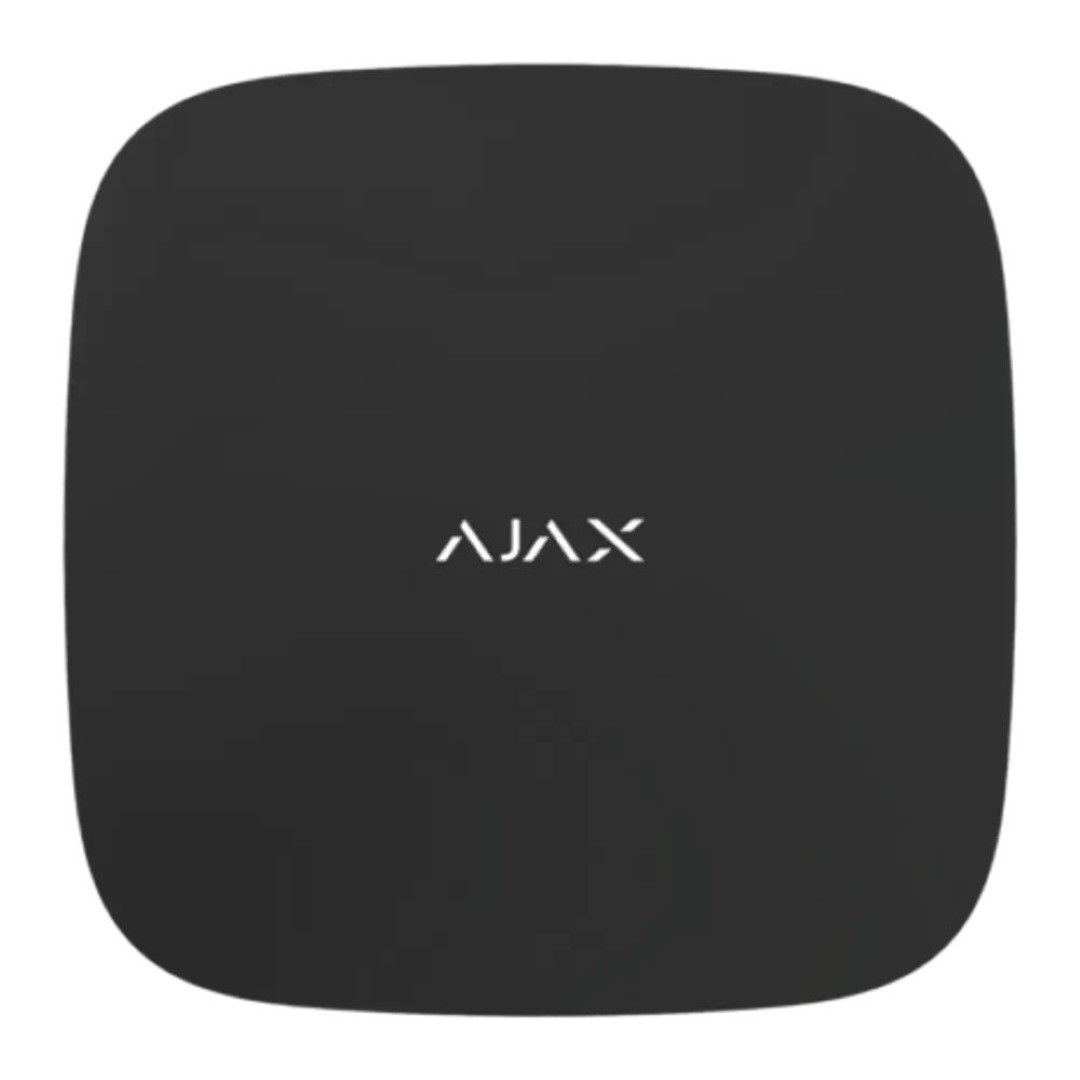 Zwarte Ajax 8-kanaals 4K NVR recorder met strak, vierkant design en wit Ajax-logo in het midden.