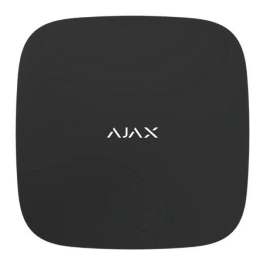 Zwarte Ajax 8-kanaals 4K NVR recorder met strak, vierkant design en wit Ajax-logo in het midden.