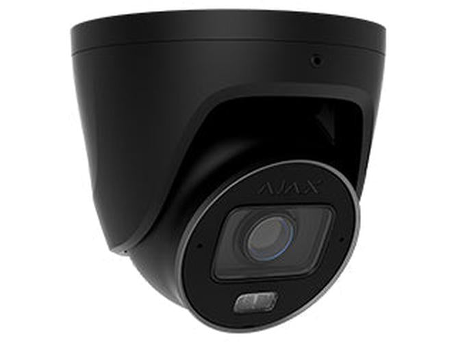 Zwarte Ajax TurretCam HLVF 5MP outdoor beveiligingscamera met varifocale lens en compact turret-design.
