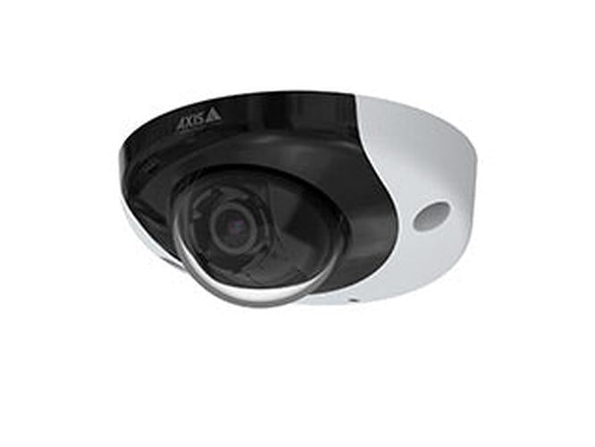 Axis P3935-LR robuuste witte en zwarte dome transportcamera met lens voor voertuigbewaking.