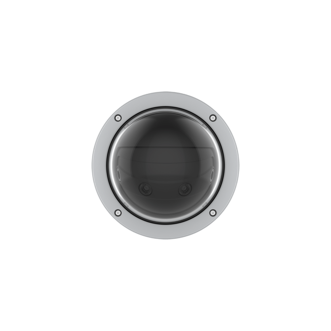 Axis Q4809-PVE 180° multisensor dome camera met grijze behuizing en transparante koepel voor professionele bewaking.