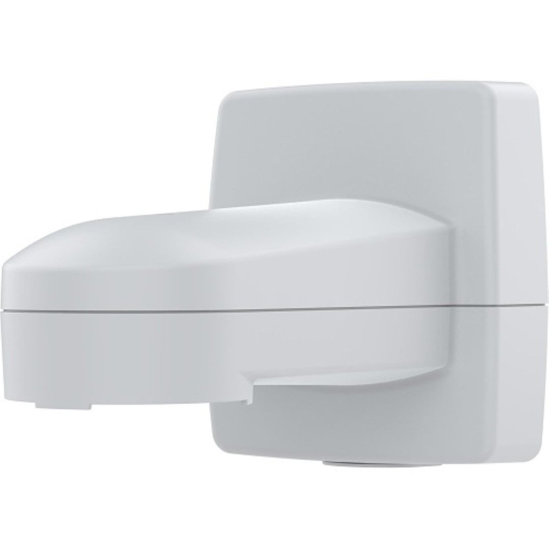 Witte, slagvaste Axis Q5001-E muur- en paalmontagebeugel voor weerbestendige camerainstallatie.