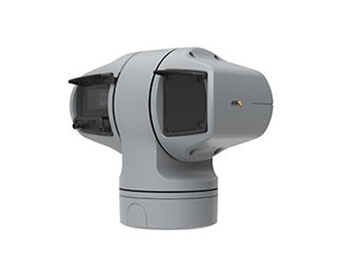 Axis Q6225-LE heavy-duty grijze PTZ-buitencamera met robuuste aluminium behuizing en 31x zoomlens.