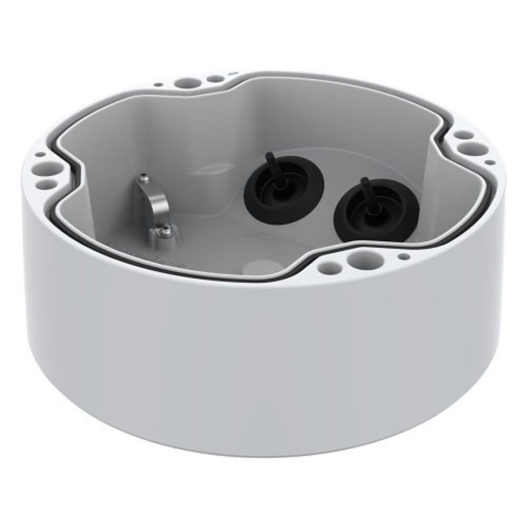 Witte Axis TP1602-E kabeldoos voor buitengebruik met diepe behuizing, rubberen afdichtingen en montagegaten.