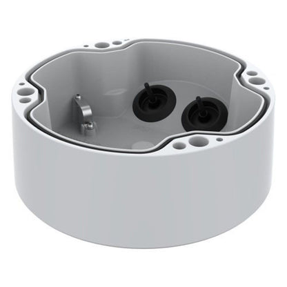 Witte Axis TP1602-E kabeldoos voor buitengebruik met diepe behuizing, rubberen afdichtingen en montagegaten.