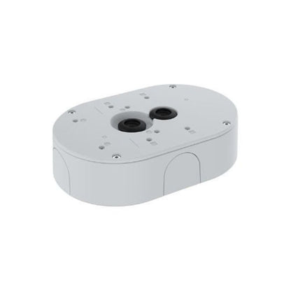 Witte Axis TP4601-E kabeldoos met slagvaste behuizing, kabelinvoeren en montagepunten voor beveiligingscamera's.