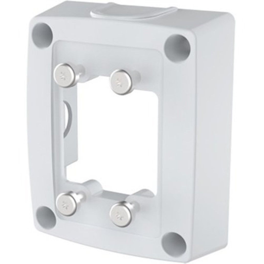 Witte Axis TQ1601-E aluminium kabeldoos met vier montagepunten en openingen voor kabelinvoer.