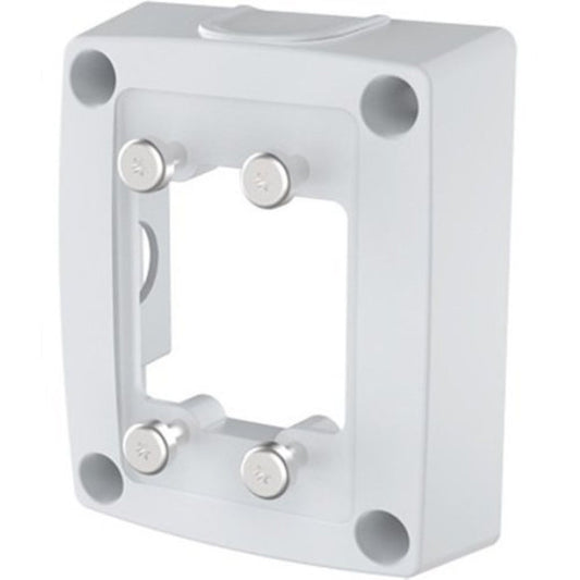 Witte Axis TQ1601-E aluminium kabeldoos met vier montagepunten en openingen voor kabelinvoer.