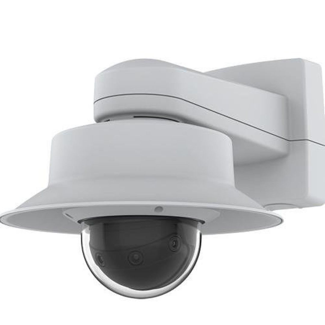 Witte Axis TQ3101-E hangende montagekit met weerbestendige kap voor Axis P38 en Q38 beveiligingscamera's.