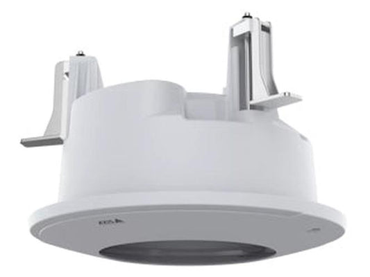 Witte Axis TQ3204-E inbouwbeugel voor discrete plafondmontage van Axis IP-beveiligingscamera's.