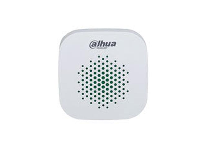 Witte Dahua AirShield draadloze binnensirene met strak vierkant design en centraal luidsprekerrooster.
