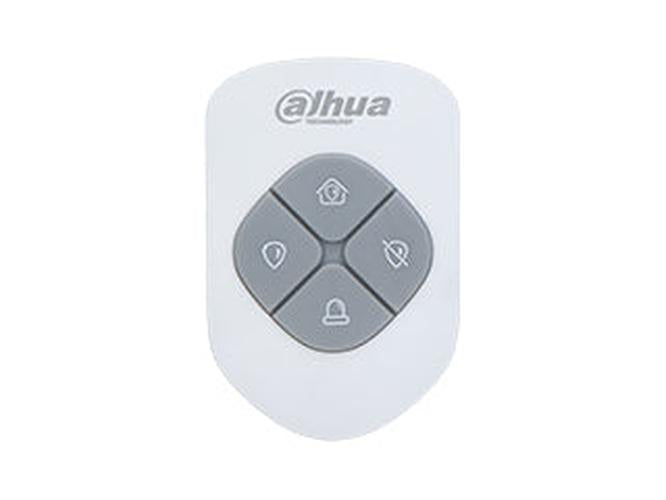 Witte Dahua AirShield 4-knops keyfob met grijze bedieningstoetsen voor alarmsystemen.