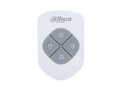 Witte Dahua AirShield 4-knops keyfob met grijze bedieningstoetsen voor alarmsystemen.