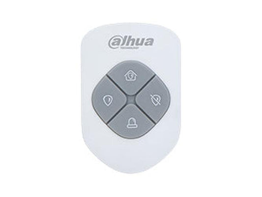 Witte Dahua AirShield 4-knops keyfob met grijze bedieningstoetsen voor alarmsystemen.