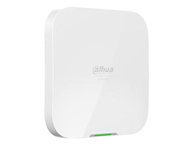 Witte Dahua AirShield draadloze alarm repeater met strak, compact design en groen statuslampje.