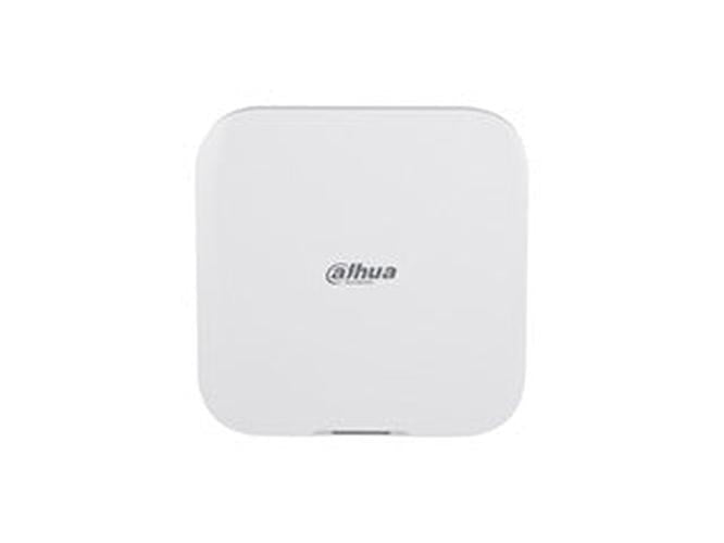 Witte Dahua AirShield Hub 2 alarmsysteem centrale met strak, vierkant design en grijs merklogo.