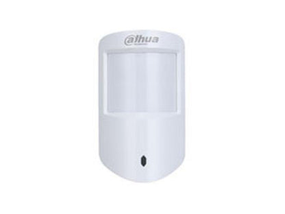Witte Dahua AirShield draadloze dual-tech bewegingsdetector met PIR-sensor en strak, modern design.