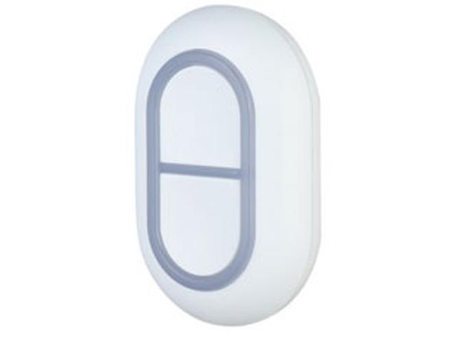 Witte, compacte Dahua AirShield draadloze noodknop met een ovaal design en centrale SOS-drukknop voor alarmering.