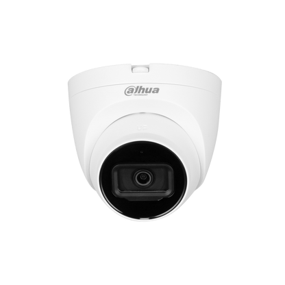 Witte Dahua 4MP WizSense eyeball beveiligingscamera met 2.8mm lens en strak design voor buitenmontage.