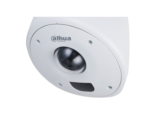 Witte Dahua WizMind hoekcamera met 4MP lens, vandaalbestendige behuizing en compact hoekontwerp voor wandmontage.