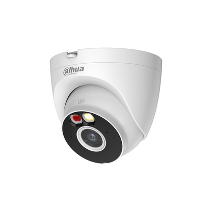 Witte Dahua 5MP WiFi 6 turret camera met Smart Dual Light en lens voor actieve afschrikking.