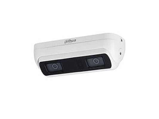 Witte Dahua WizMind dual-lens camera met twee lenzen voor nauwkeurige people counting en face detection.