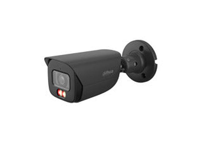 Zwarte Dahua 4MP WizSense bullet camera met vaste lens en Smart Dual Light technologie.
