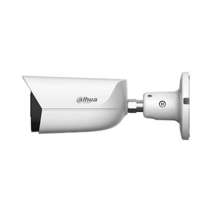 Witte Dahua 8MP WizSense bullet camera met vaste lens en verstelbare muurbeugel voor professionele beveiliging.